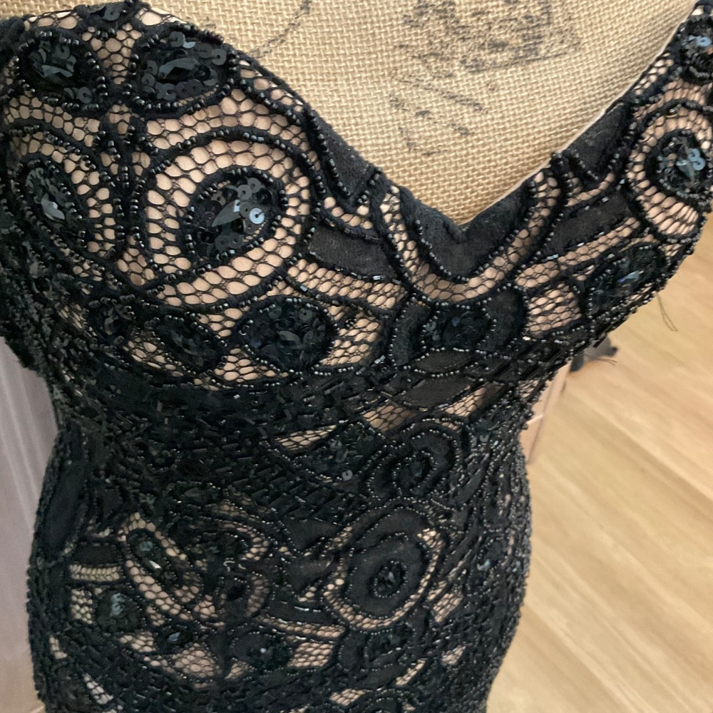 Jovani Corset Beaded Lace Black Mini Dress Prom formal size 2 - Picture 4 of 14
